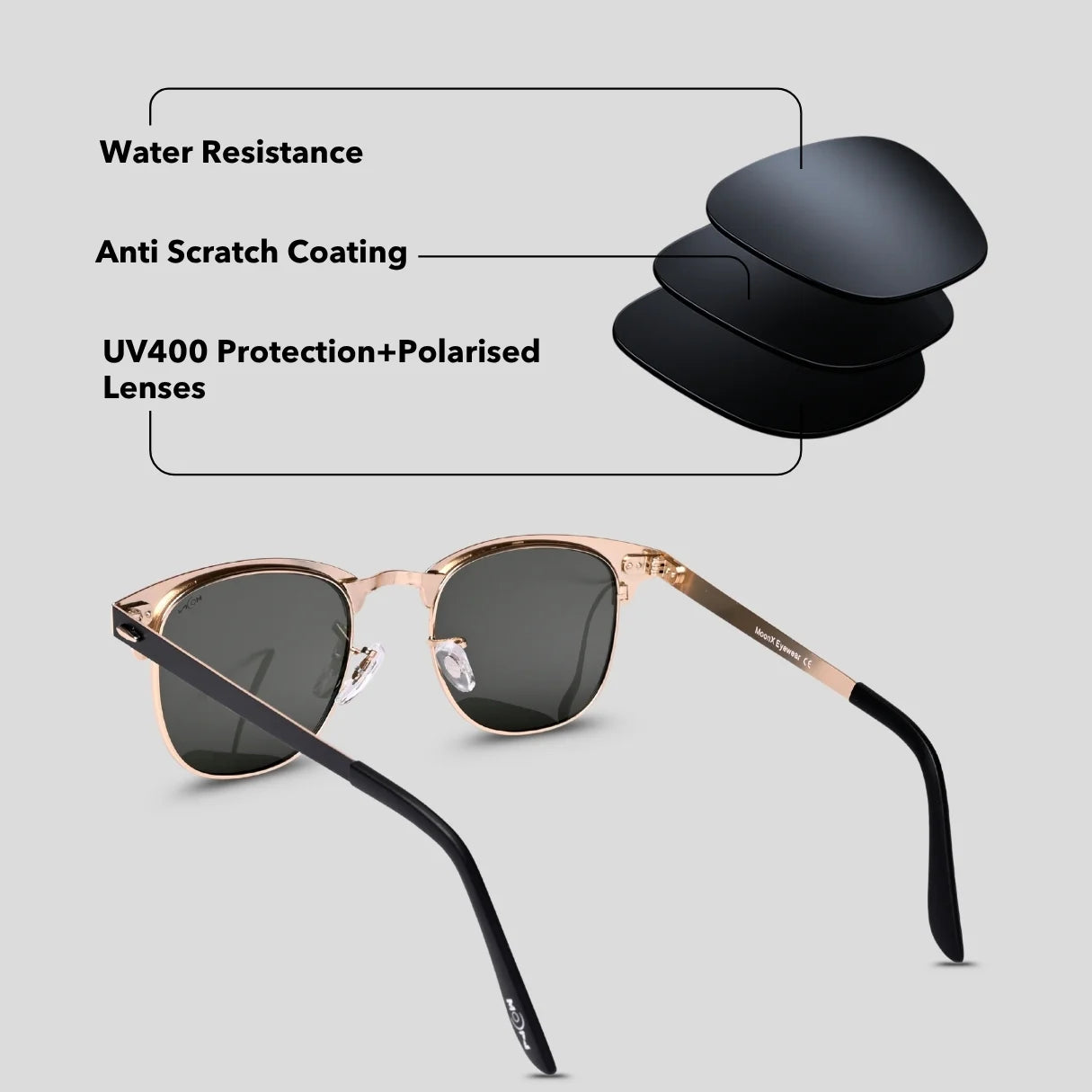 MOONX CLASSIC CLUB S2 – Polarised Clubmaster Sunglasses (Unisex)