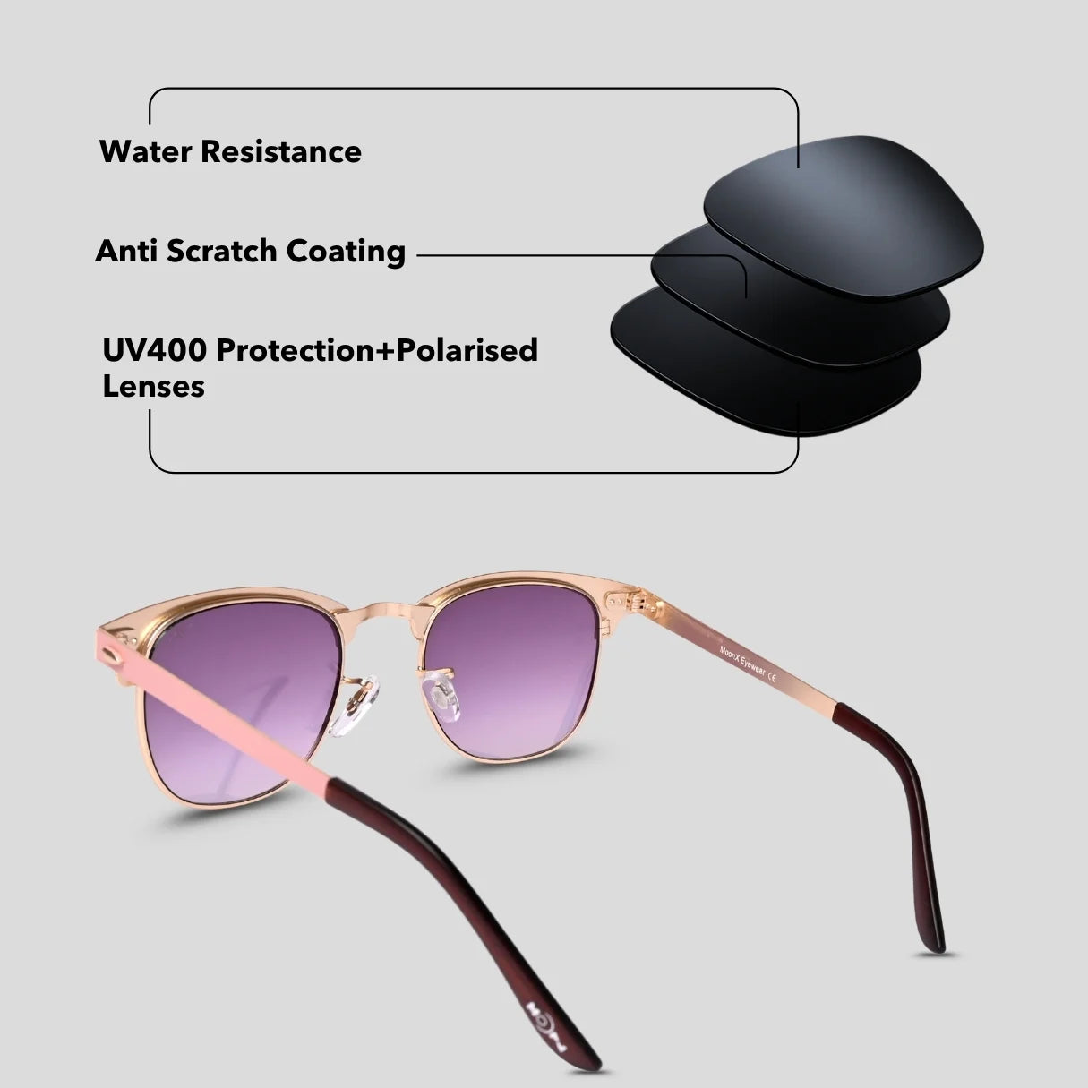 MOONX CLASSIC CLUB S6 – Polarised Clubmaster Sunglasses (Unisex)