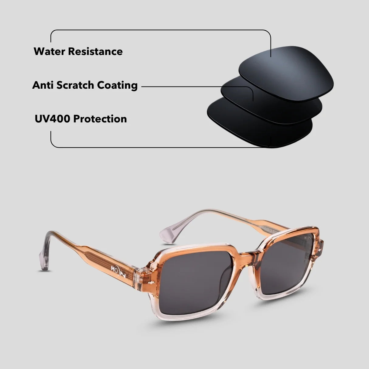 MOONX SELENE S6 – UV400 Square Lifestyle Sunglasses (Unisex)