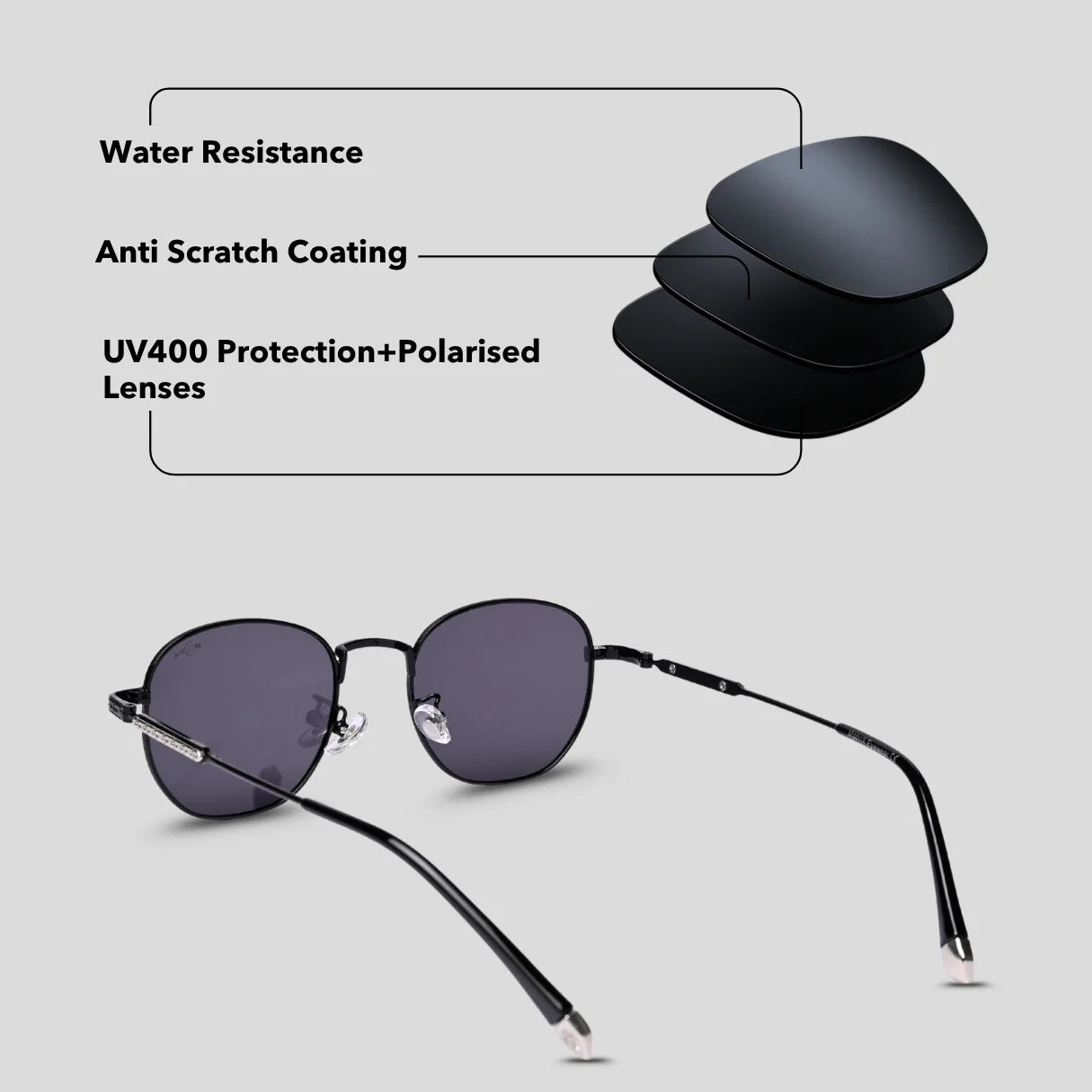 MOONX CLASSIC STREAK – Polarised Round Metal Frame Sunglasses (Unisex)