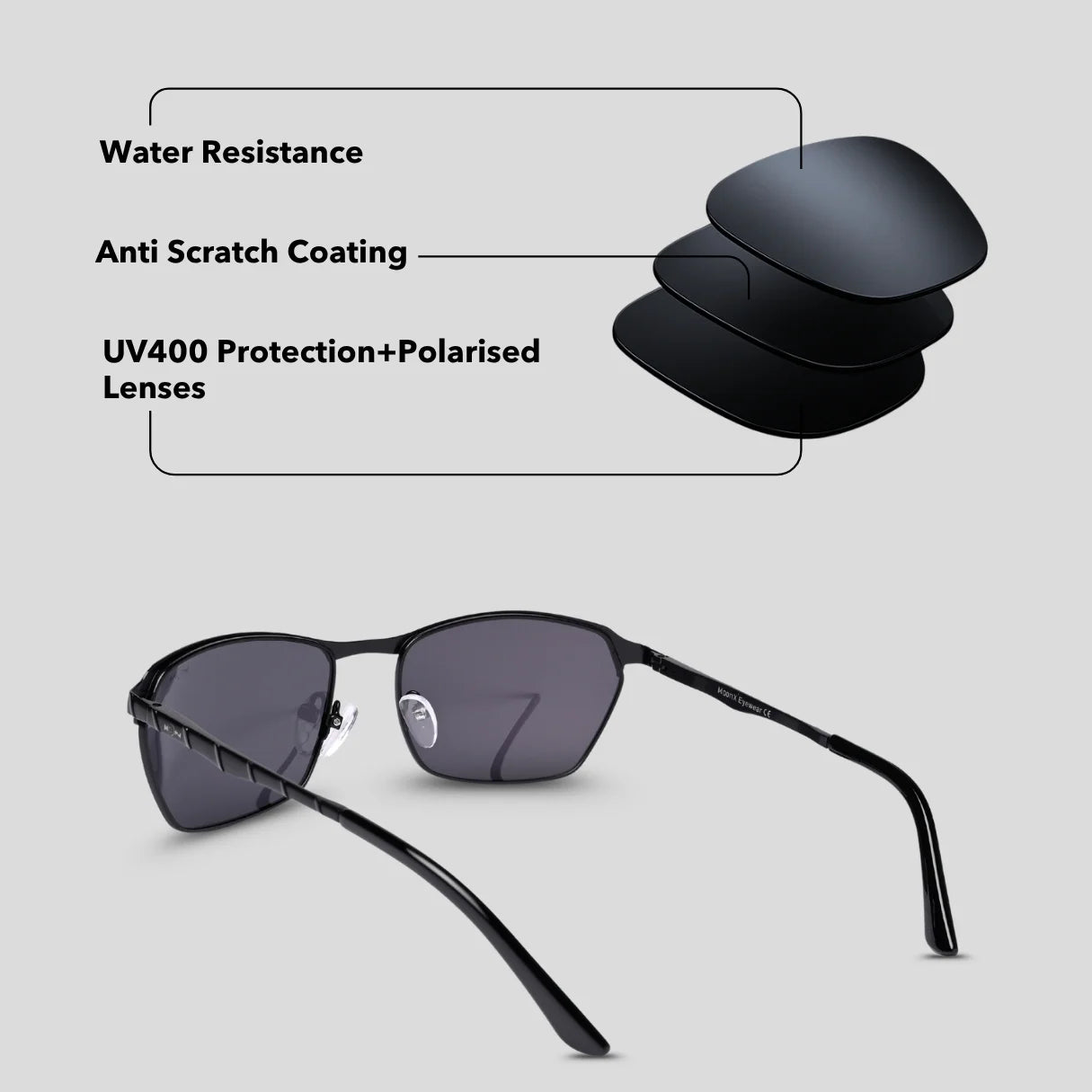MOONX CLASSIC SLEEK S2 – Polarised Wrap‑Around Retro Sunglasses (Unisex)