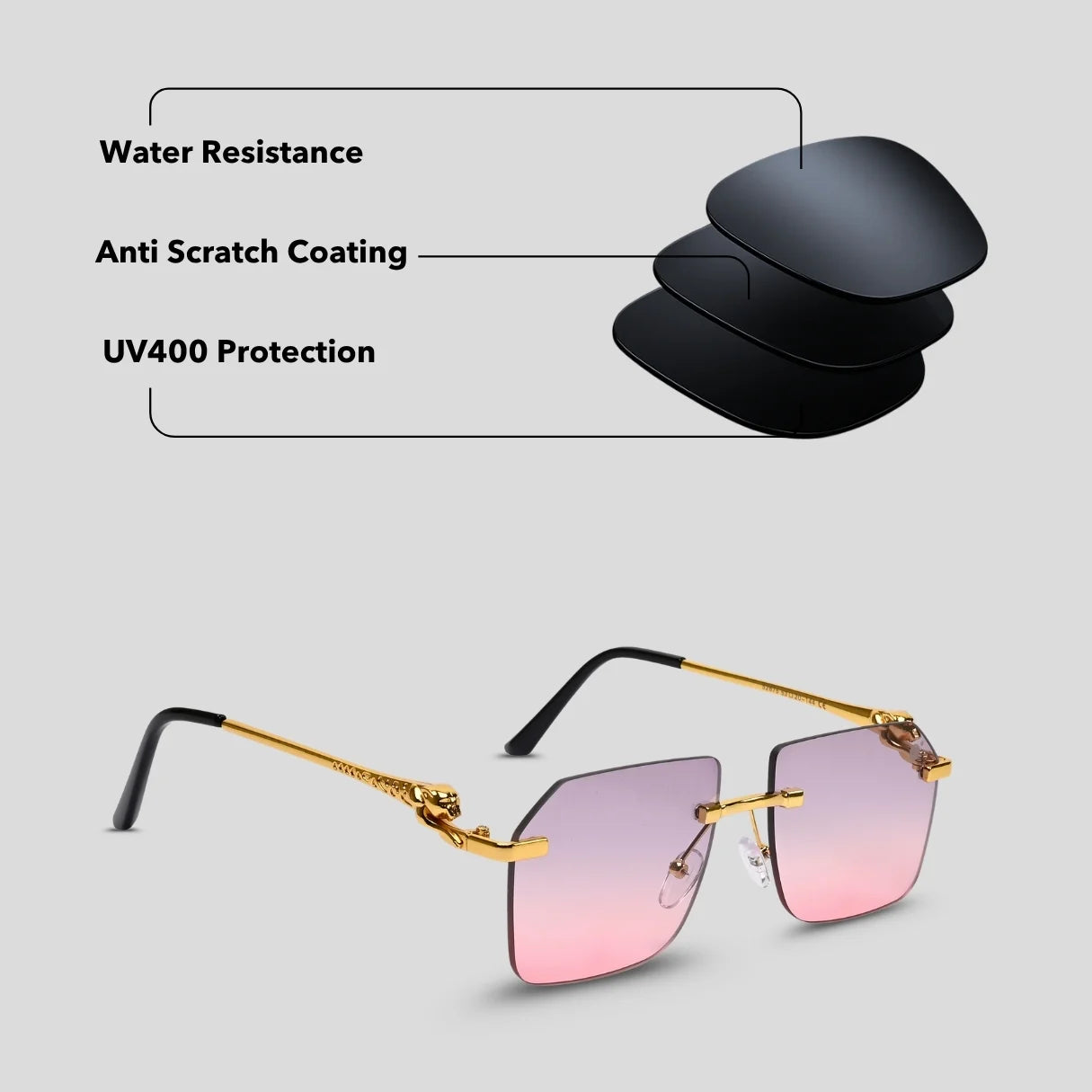 MOONX JAGUAR S3 – Modern Rimless Geometric Sunglasses (Unisex)
