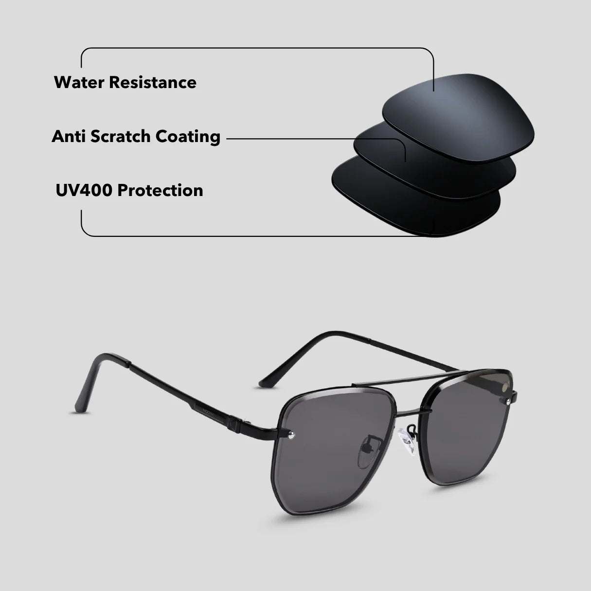 MOONX CELEBRITY BLACK – UV400 Celebrity Inspired Sunglasses (Unisex)