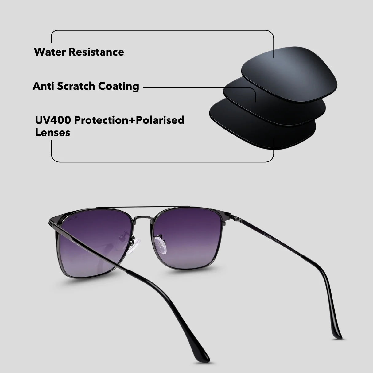 MOONX LAPETUS S2 – Polarised Metal Rectangular Sunglasses (Unisex)