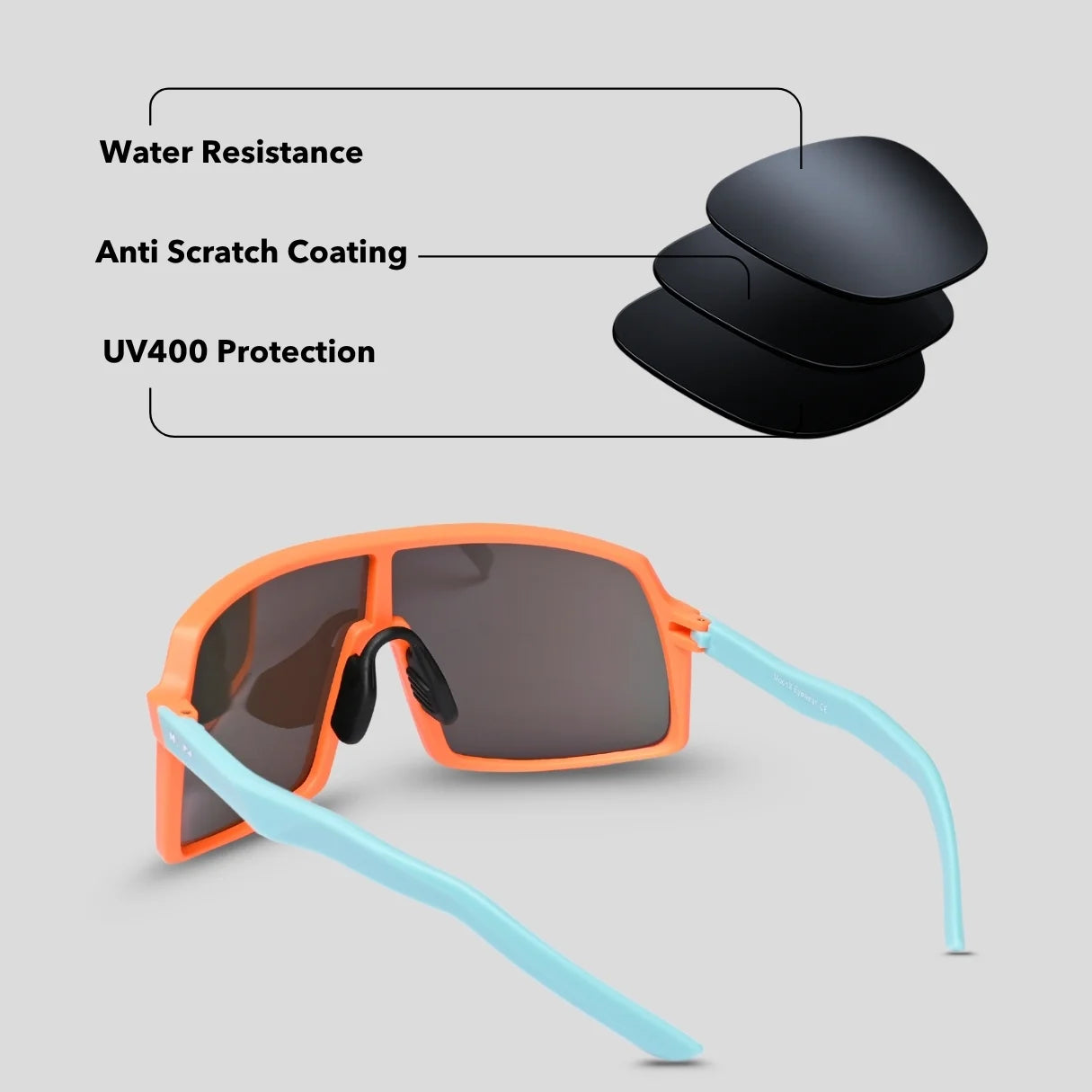 MOONX HERO S8 – UV400 Wrap‑Around Sports Sunglasses (Unisex)