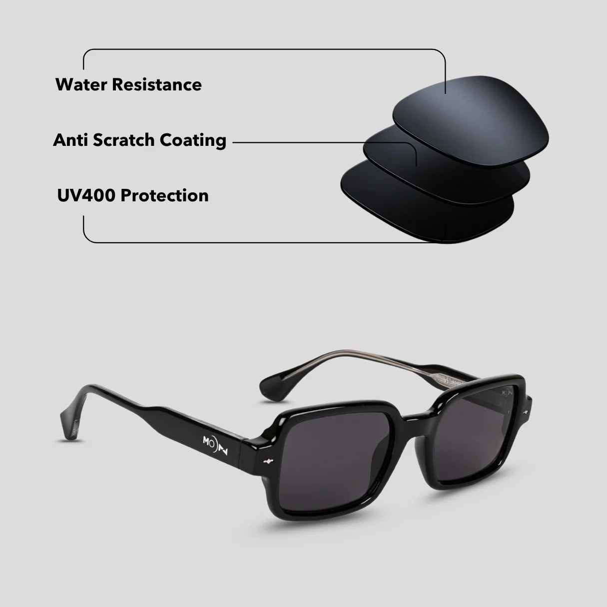 MOONX SELENE S1 – UV400 Square Lifestyle Sunglasses (Unisex)