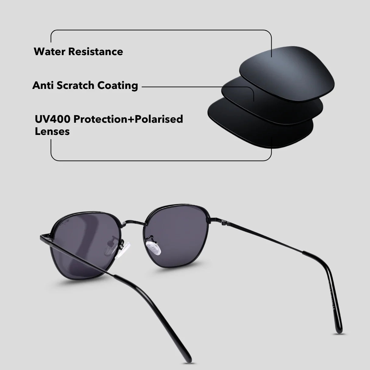 MOONX LYRA S1 – Polarised Round Metal Sunglasses (Unisex)
