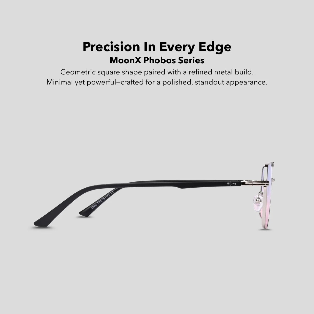 MOONX PHOBOS S2 – UV400 Rectangular Metal Sunglasses (Unisex)