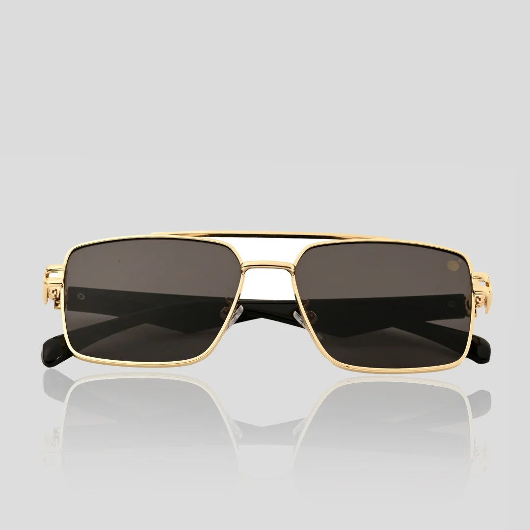 MOONX SPACECRAFT S2 – UV400 Golden Luxury Metal Sunglasses (Unisex)