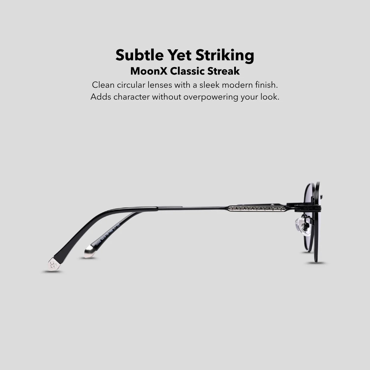 MOONX CLASSIC STREAK – Polarised Round Metal Frame Sunglasses (Unisex)