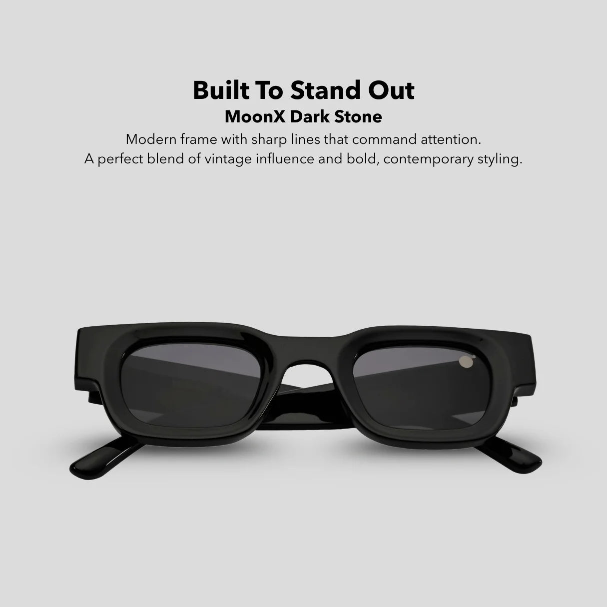 MOONX DARK STONE – UV400 Classic Bold Rectangular Sunglasses (Unisex)