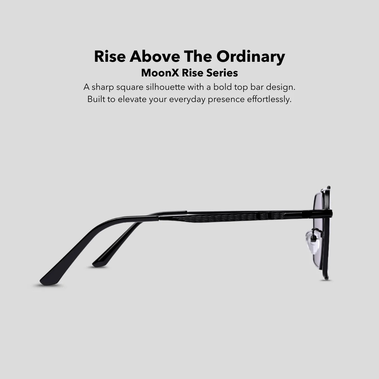 MOONX RISE S1 – UV400 Rectangular Metal Frame Sunglasses (Unisex)