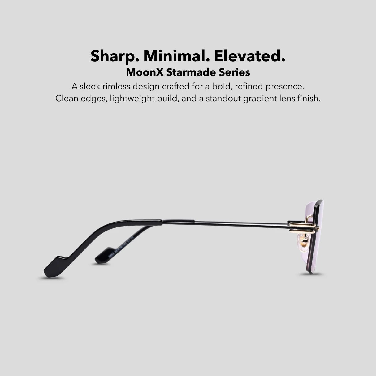 MOONX STARMADE S1 – Polarised Rimless Rectangular Sunglasses (Unisex)