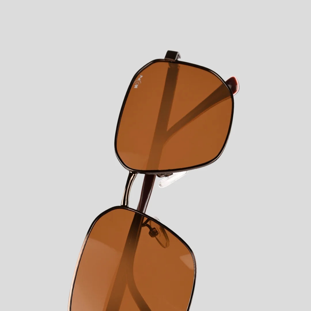 MOONX BRONZ S1 – Polarised Square Metal Frame Sunglasses (Unisex)