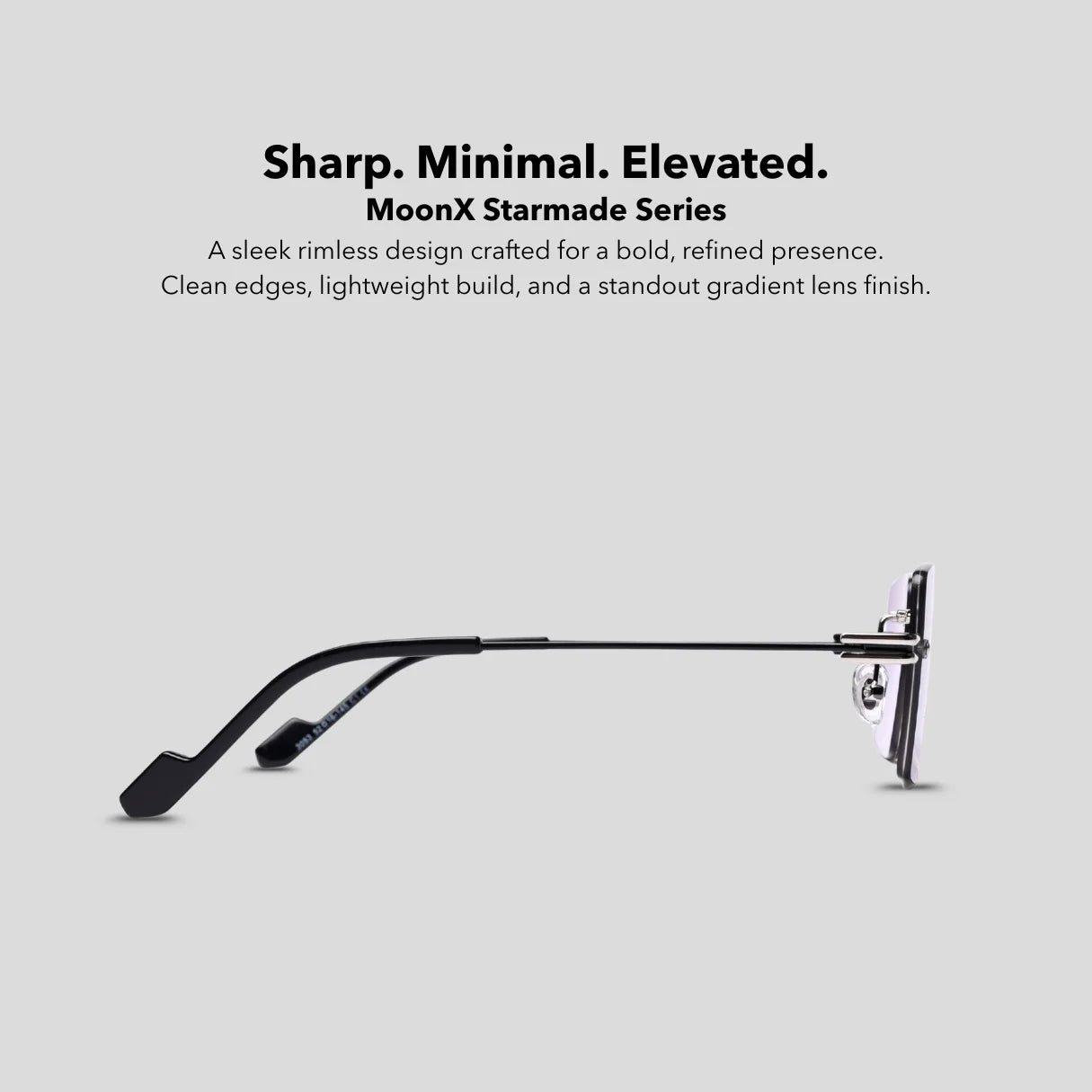 MOONX STARMADE S3 – Polarised Rimless Rectangular Sunglasses (Unisex)