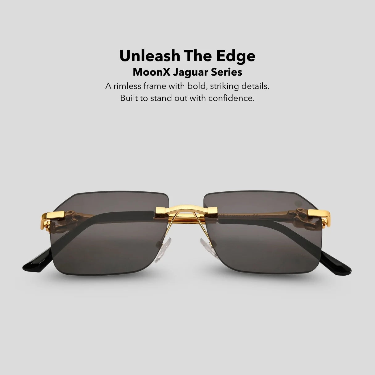 MOONX JAGUAR S1 – Modern Rimless Geometric Sunglasses (Unisex)