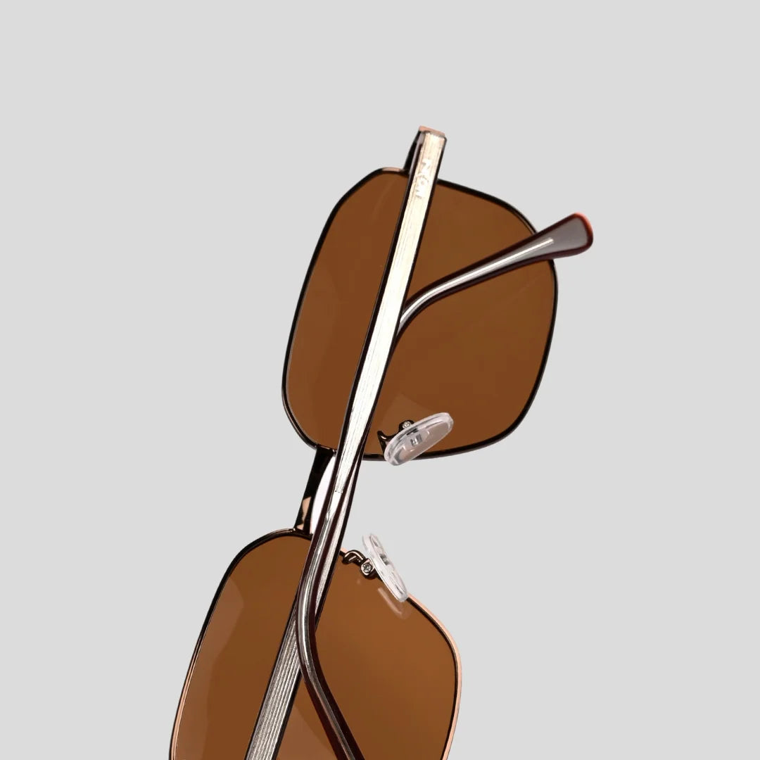 MOONX BRONZ S1 – Polarised Square Metal Frame Sunglasses (Unisex)