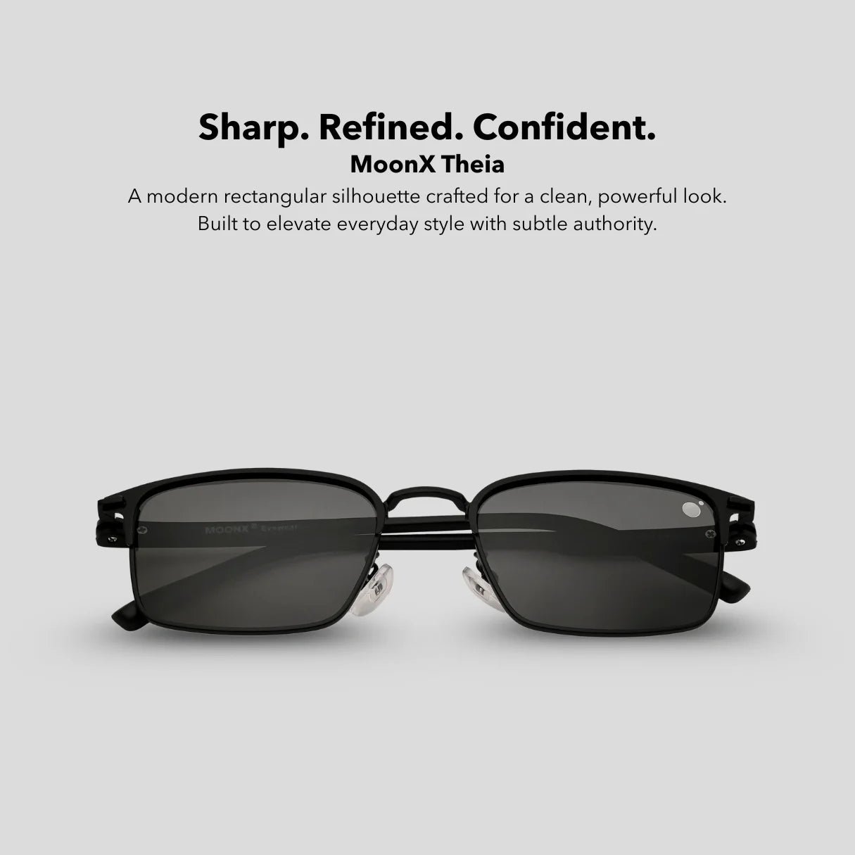 MOONX THEIA S1 – Polarised Rectangular Metal Frame Sunglasses (Unisex)