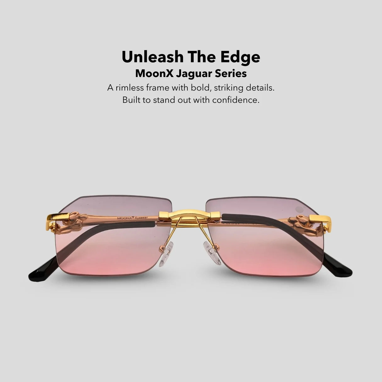 MOONX JAGUAR S3 – Modern Rimless Geometric Sunglasses (Unisex)