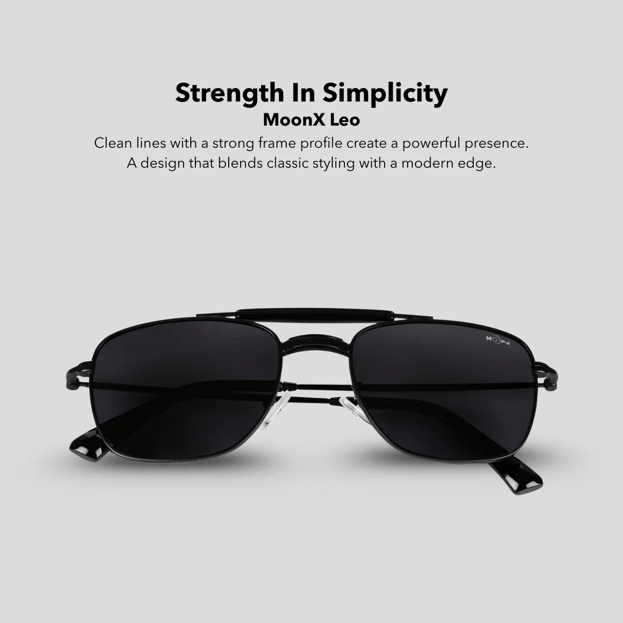 MOONX LEO – UV400 Double‑Bridge Compact Metal Sunglasses (Unisex)