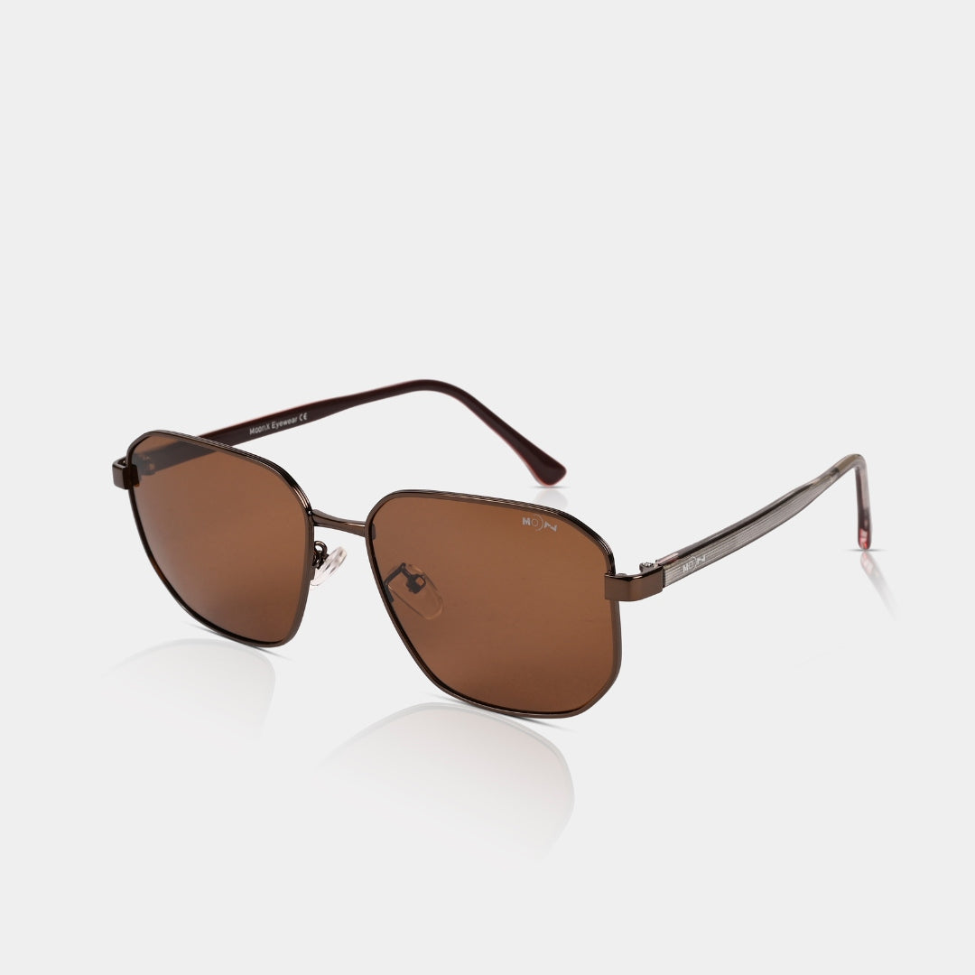 MOONX BRONZ S1 – Polarised Square Metal Frame Sunglasses (Unisex)
