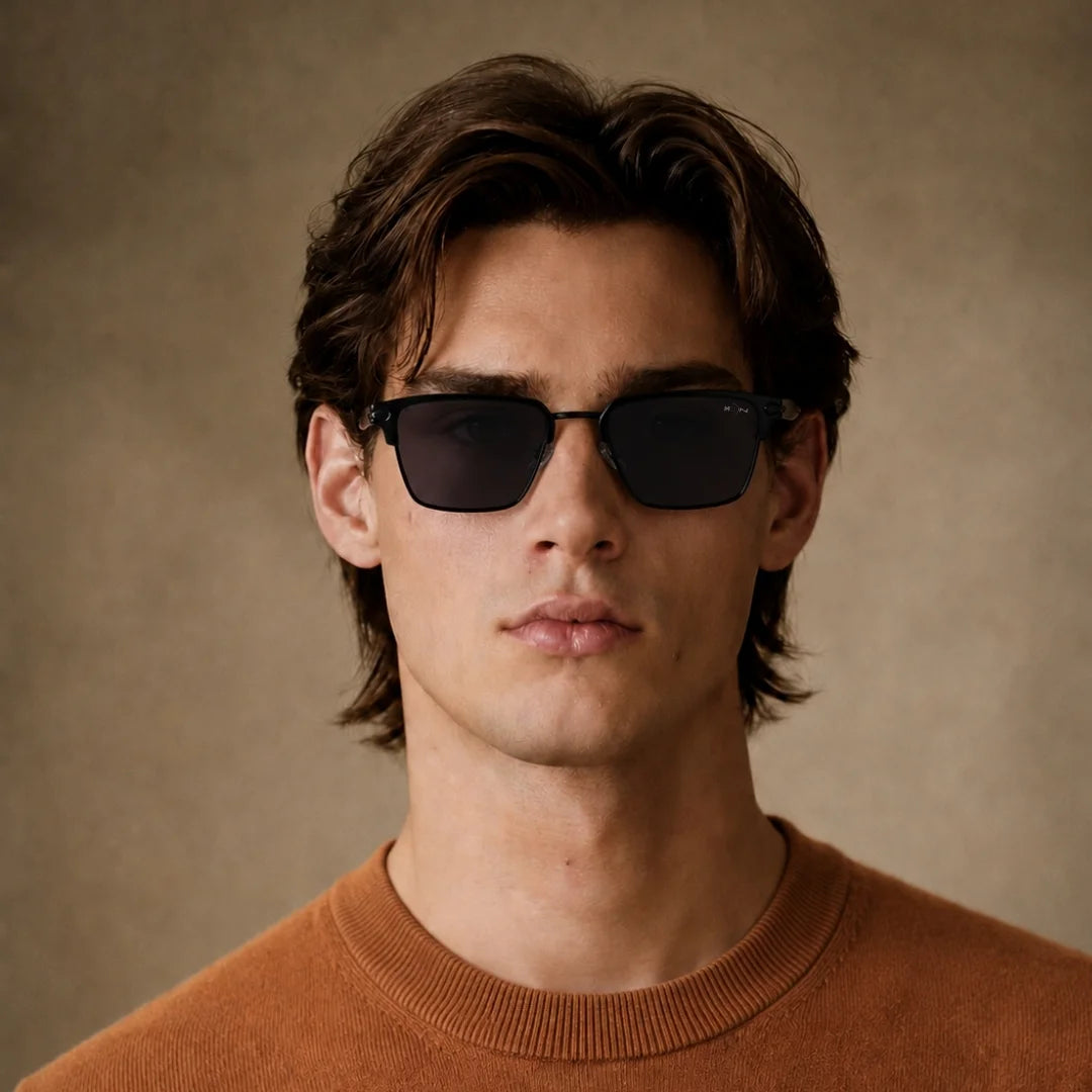 MOONX CLUB – Polarised Rectangular Metal Sunglasses (Unisex)