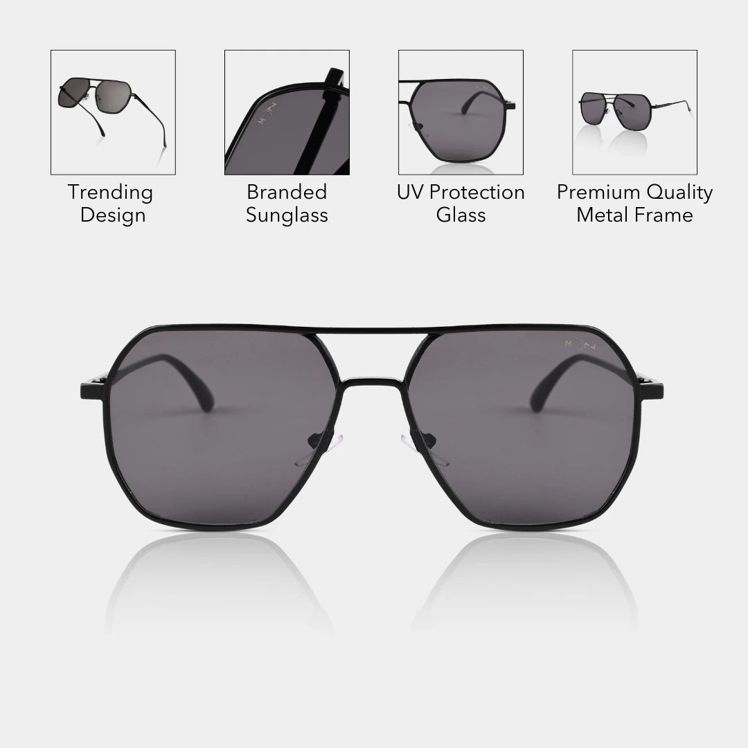 MOONX THYONE S1 – UV400 Aviator Metal Frame Sunglasses (Unisex, Trending)