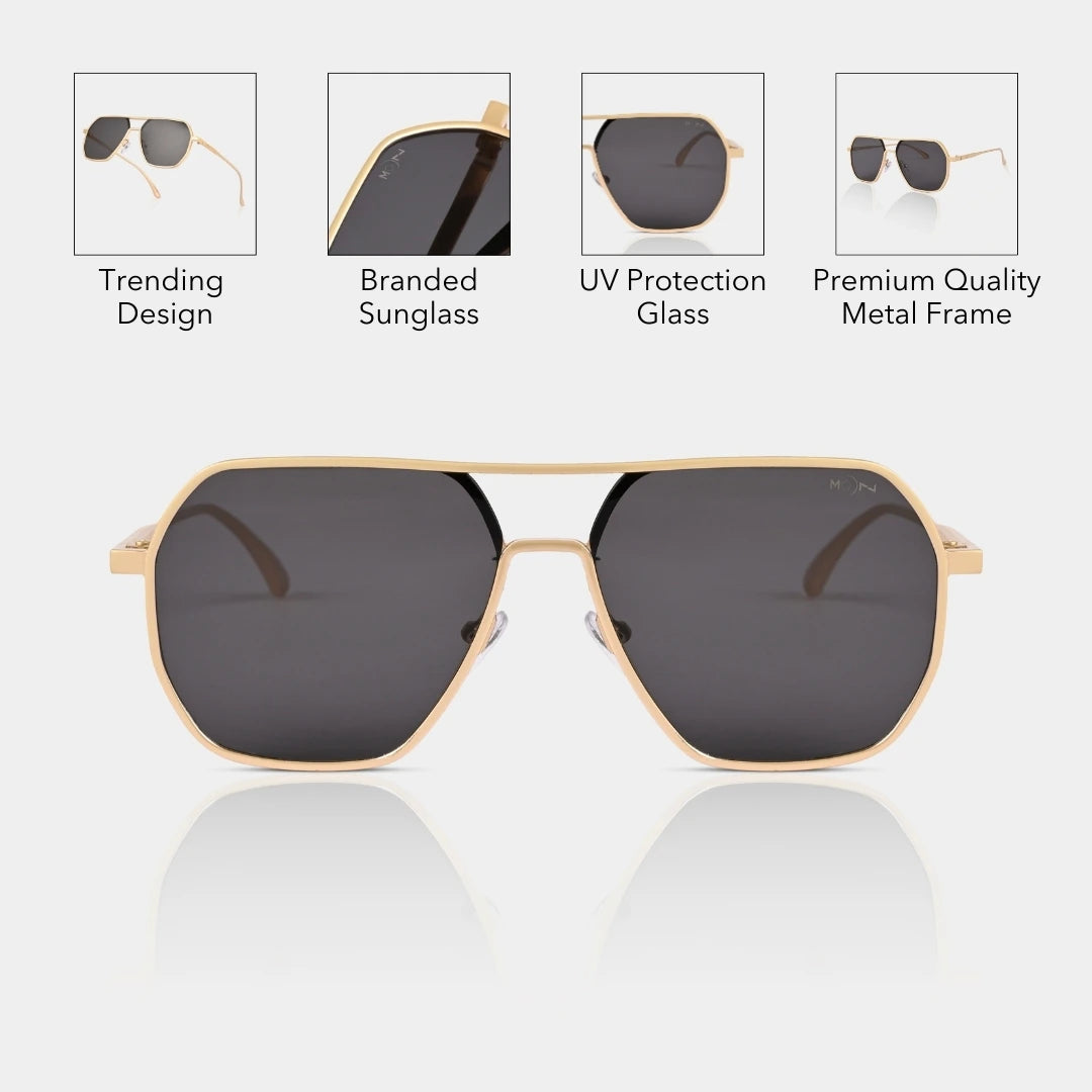 MOONX THYONE S2 – UV400 Aviator Metal Frame Sunglasses (Unisex, Trending)