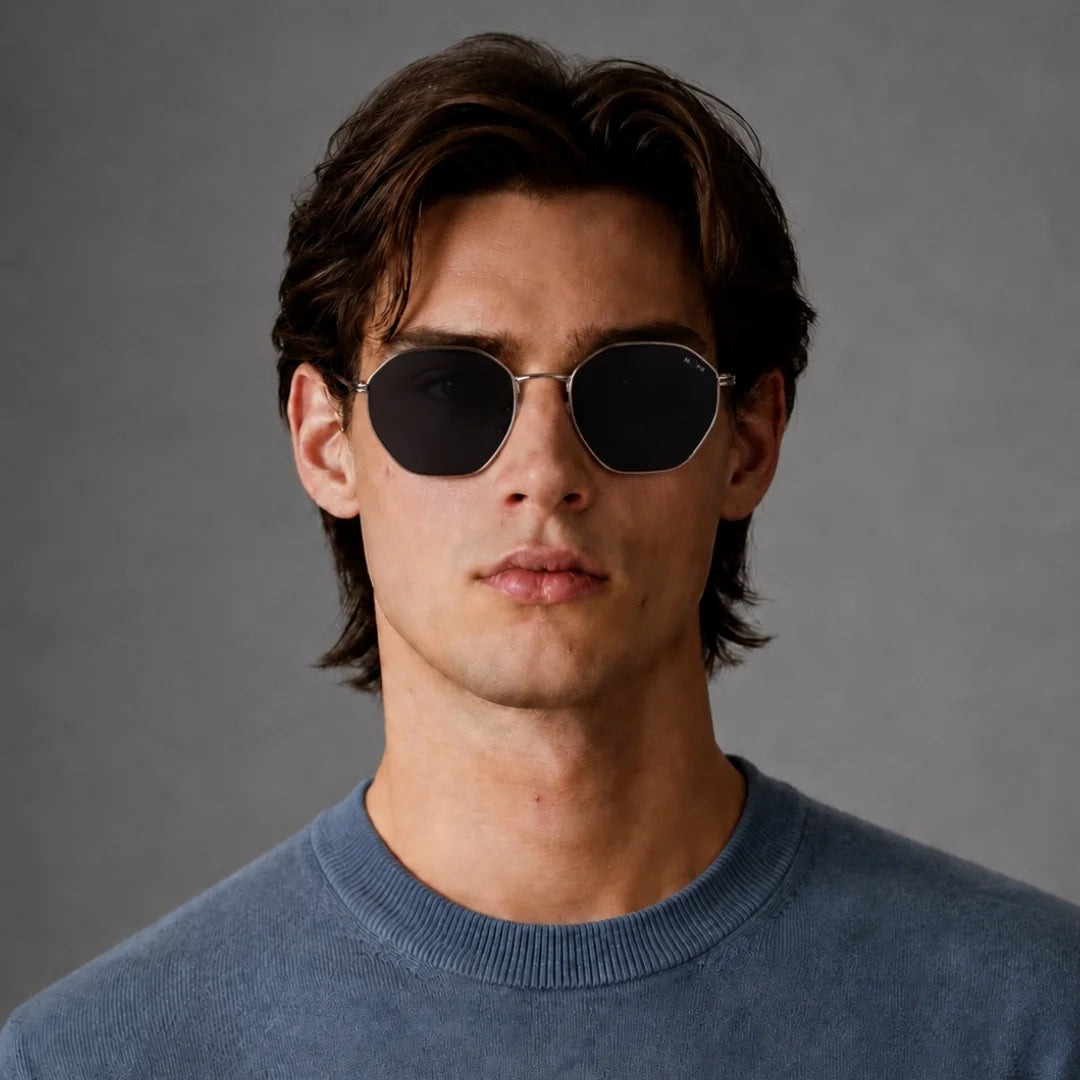 MOONX MIRANDA S2 – UV400 Geometric Round Metal Sunglasses (Unisex)