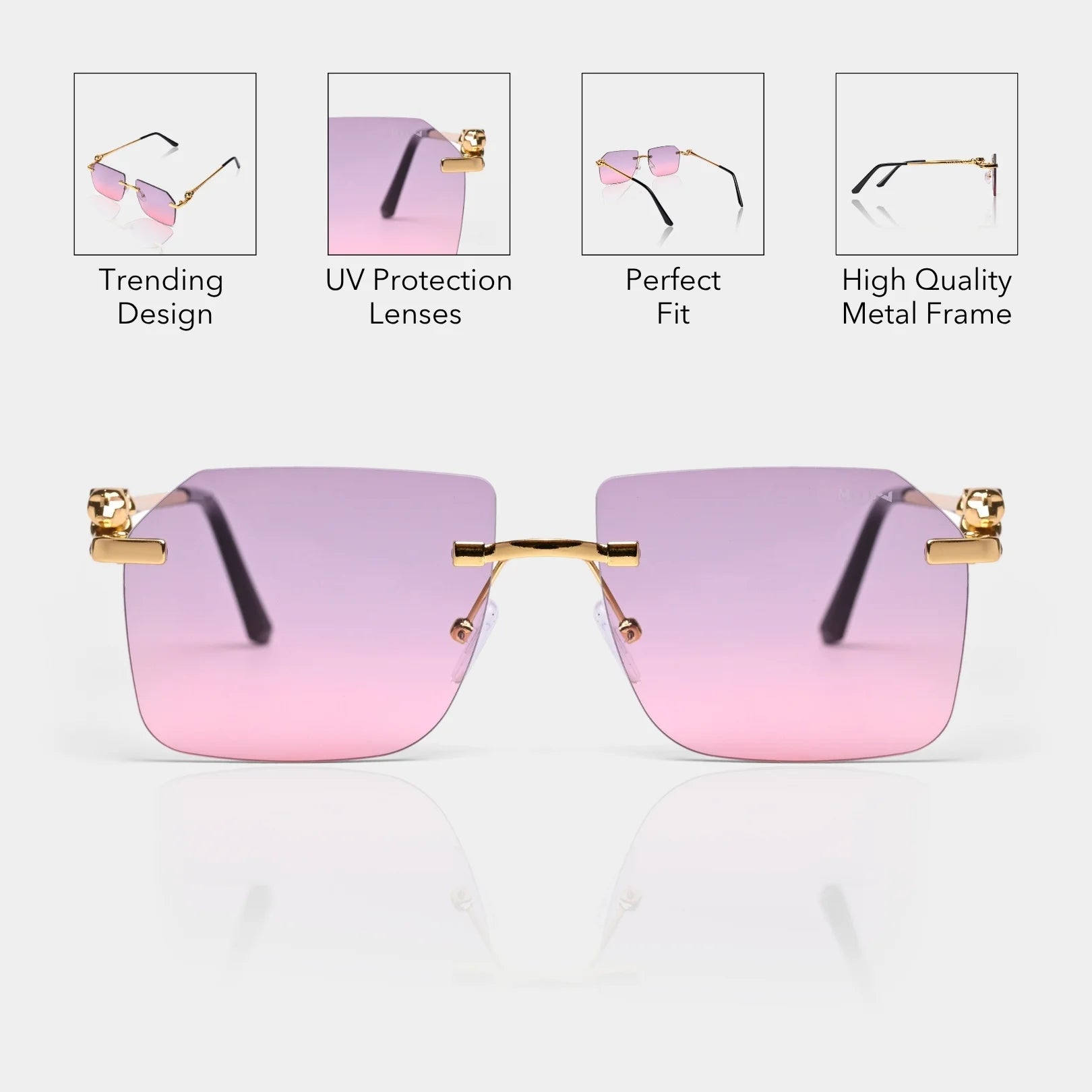 MOONX JAGUAR S3 – Modern Rimless Geometric Sunglasses (Unisex)