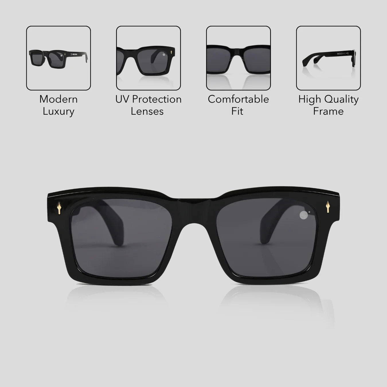 MOONX COSMIC S1 – UV400 Rectangular Sunglasses (Unisex)