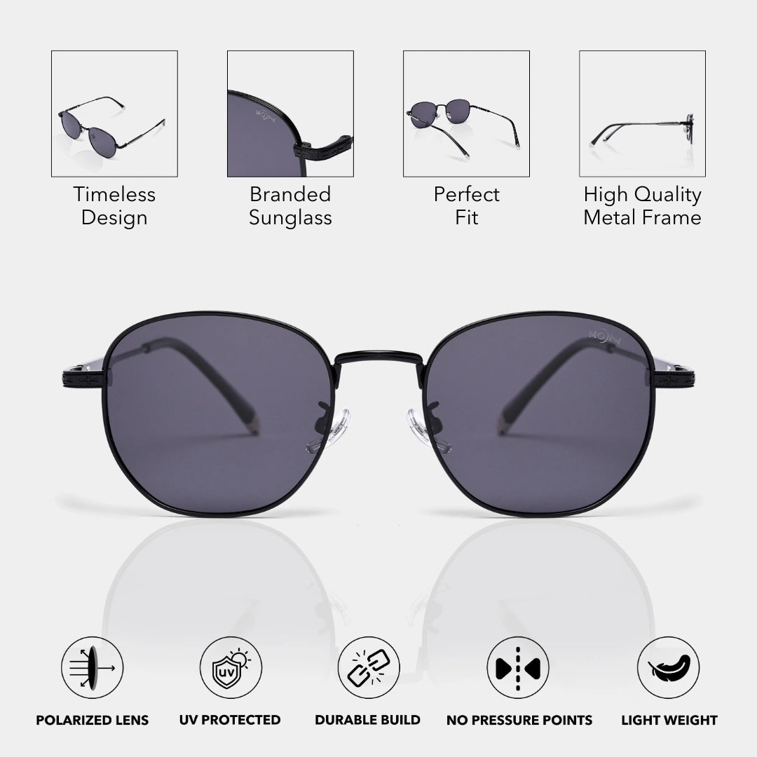 MOONX CLASSIC STREAK – Polarised Round Metal Frame Sunglasses (Unisex)