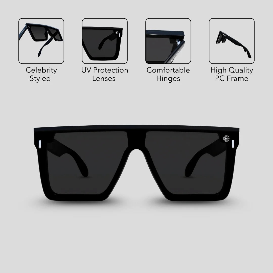 MOONX TREND SETTER – Polarised Rectangular Luxury Sunglasses (Unisex)