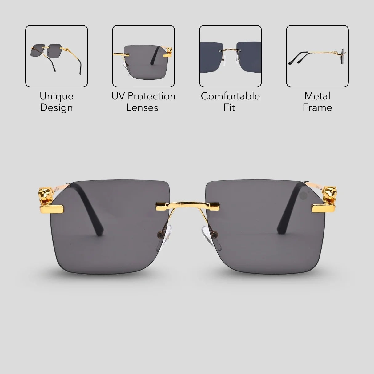 MOONX JAGUAR S1 – Modern Rimless Geometric Sunglasses (Unisex)