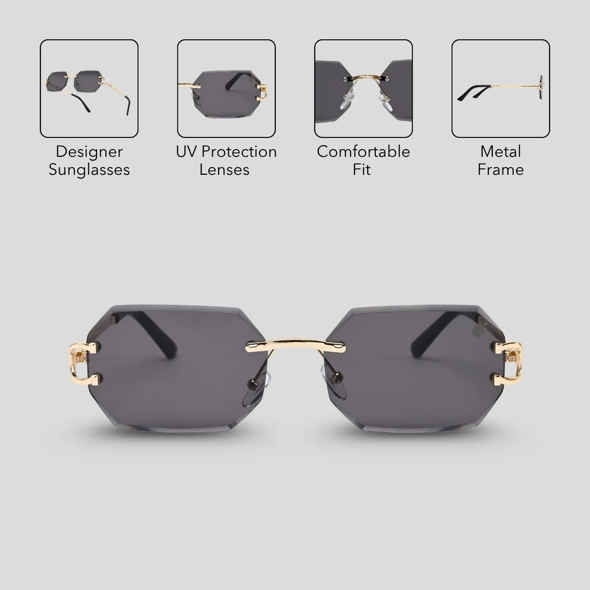 MOONX EUROPA S1 – UV400 Rimless Inspired-Design Sunglasses (Unisex)
