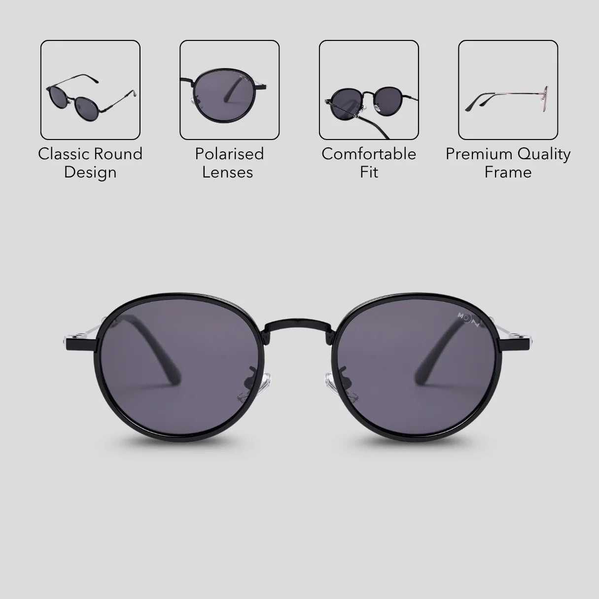 MOONX MOONSHINE S1 – Polarised Classic Round Metal Sunglasses (Unisex)