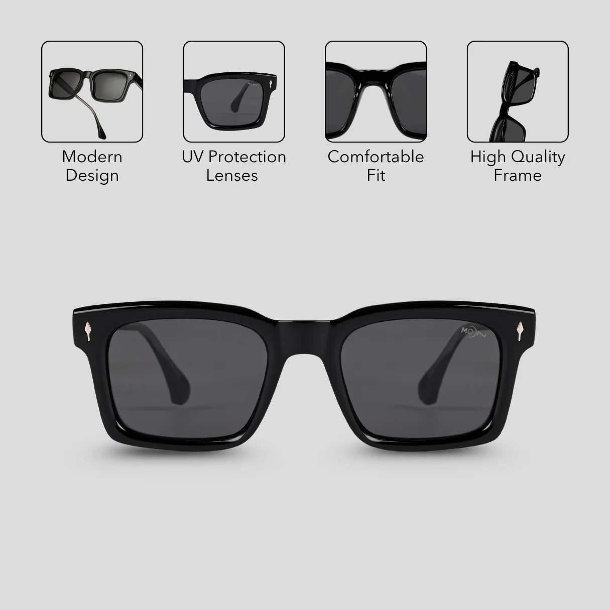MOONX STELLERS S1 – UV400 Rectangular Modern Sunglasses (Unisex)