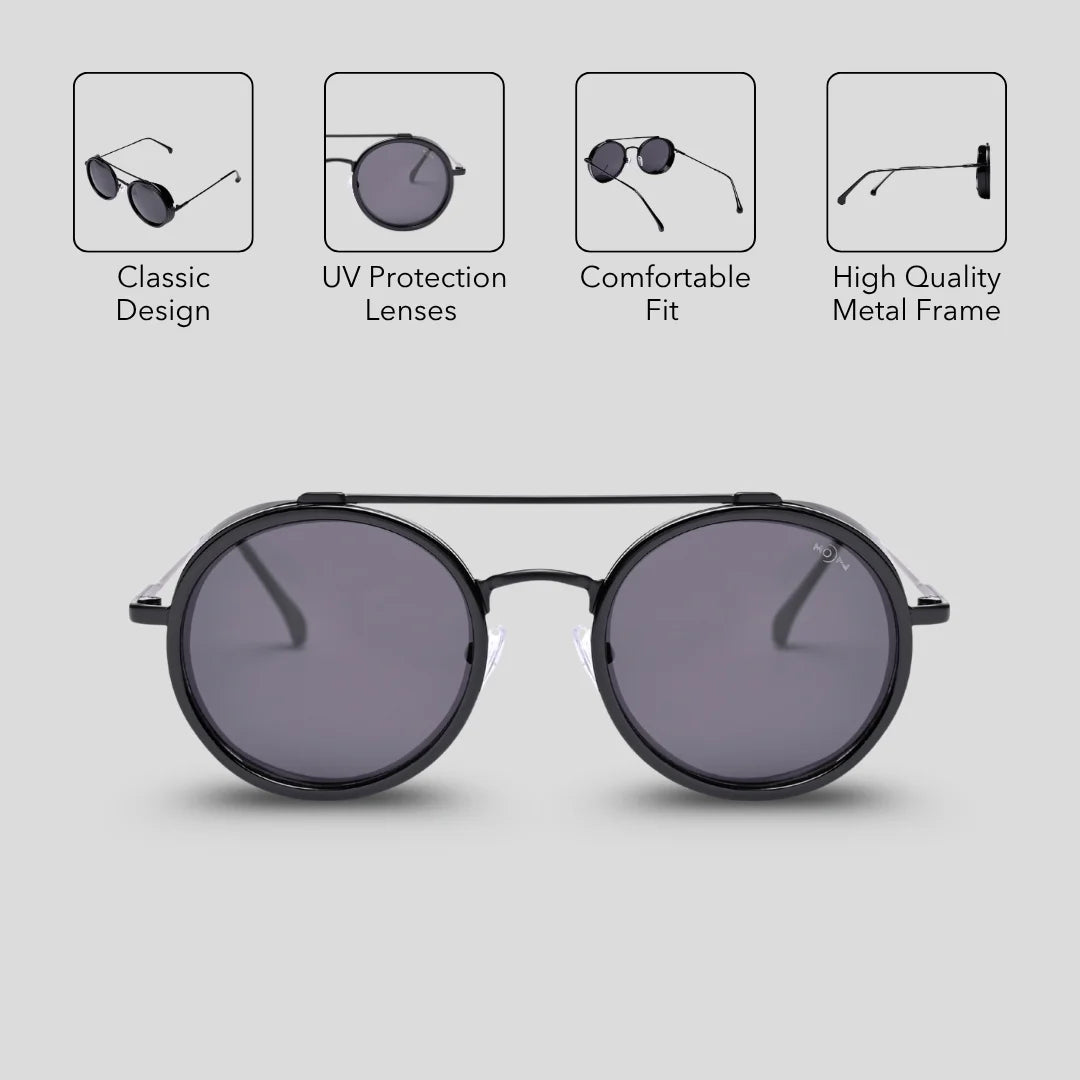 MOONX CLASSIC ROUND – Polarised Round Metal Frame Sunglasses (Unisex)