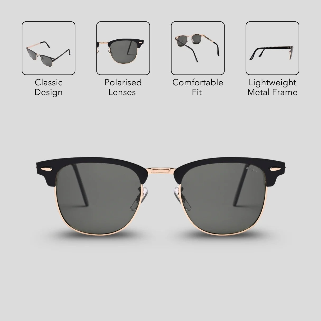 MOONX CLASSIC CLUB S2 – Polarised Clubmaster Sunglasses (Unisex)