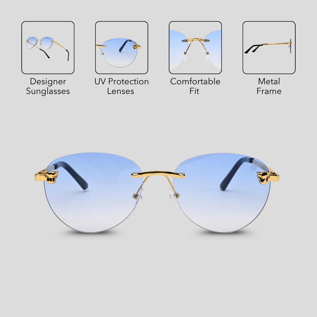 MOONX HIMALIA S3 - UV400 Rimless Oval Sunglasses