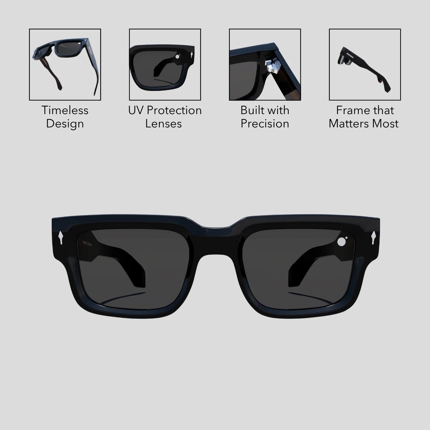 MOONX NEW MOON – UV400 Rectangular Frame Sunglasses