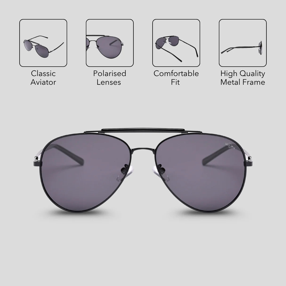 MOONX DRACO – Polarised Metal Aviator Sunglasses (Unisex)