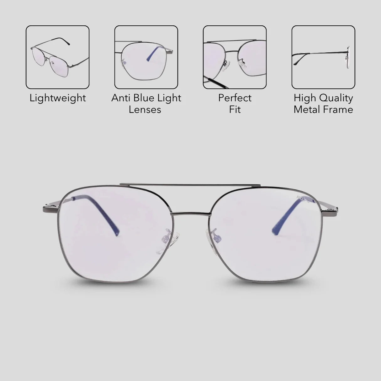 MOONX TRANZ (Anti-Blue) – Rectangular Anti-Blue Light Glasses (Unisex)