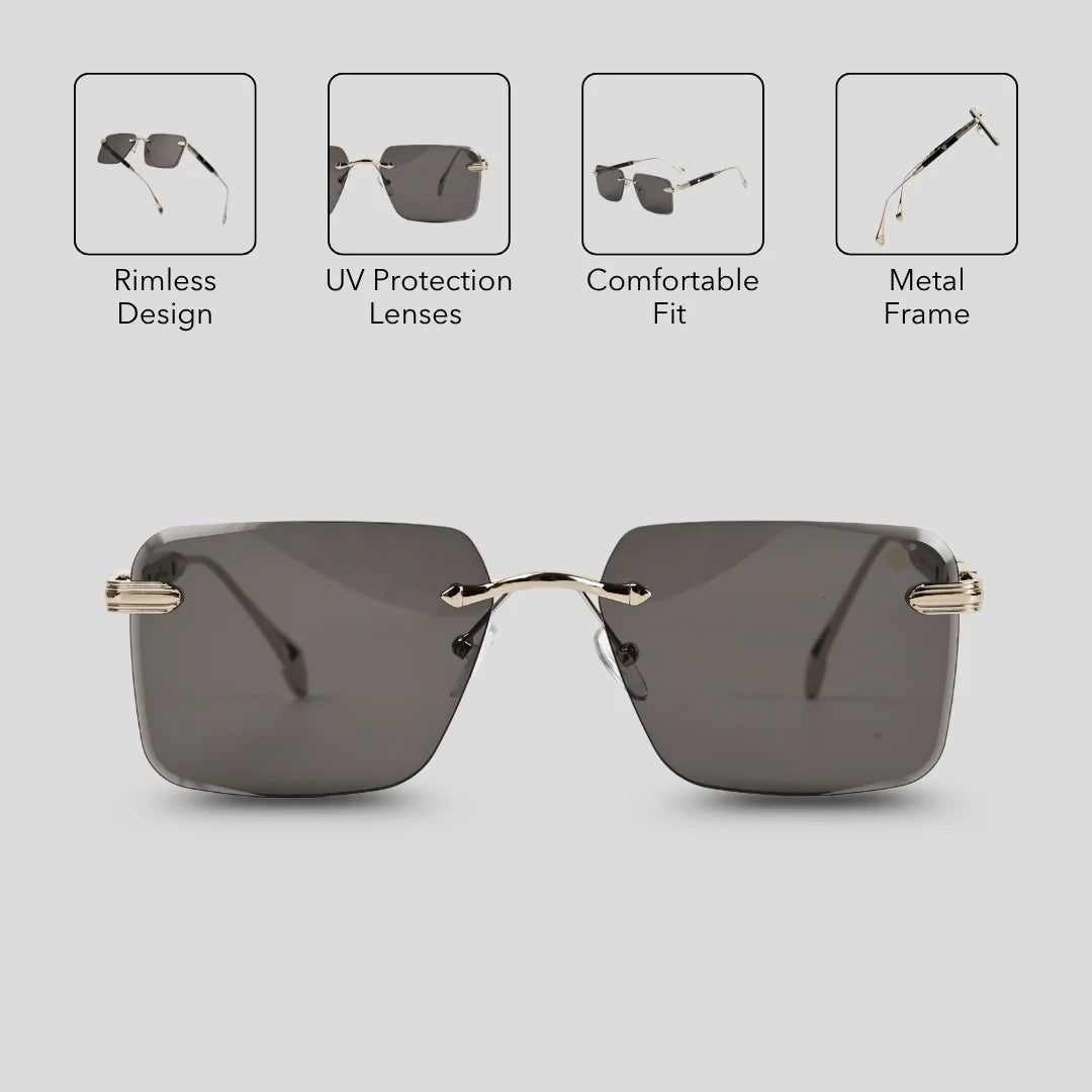 MOONX CALLISTO S2 – UV400 Rimless Rectangular Sunglasses (Unisex)