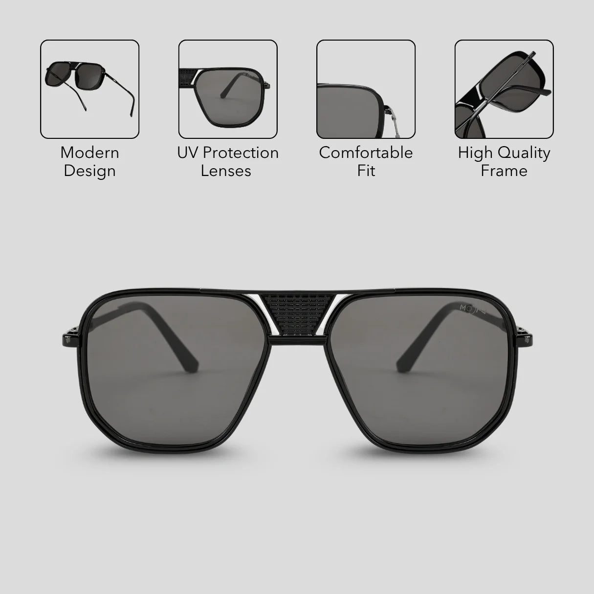MOONX REAL NOVA S1 – UV400 Aviator Metal Frame Sunglasses (Unisex)