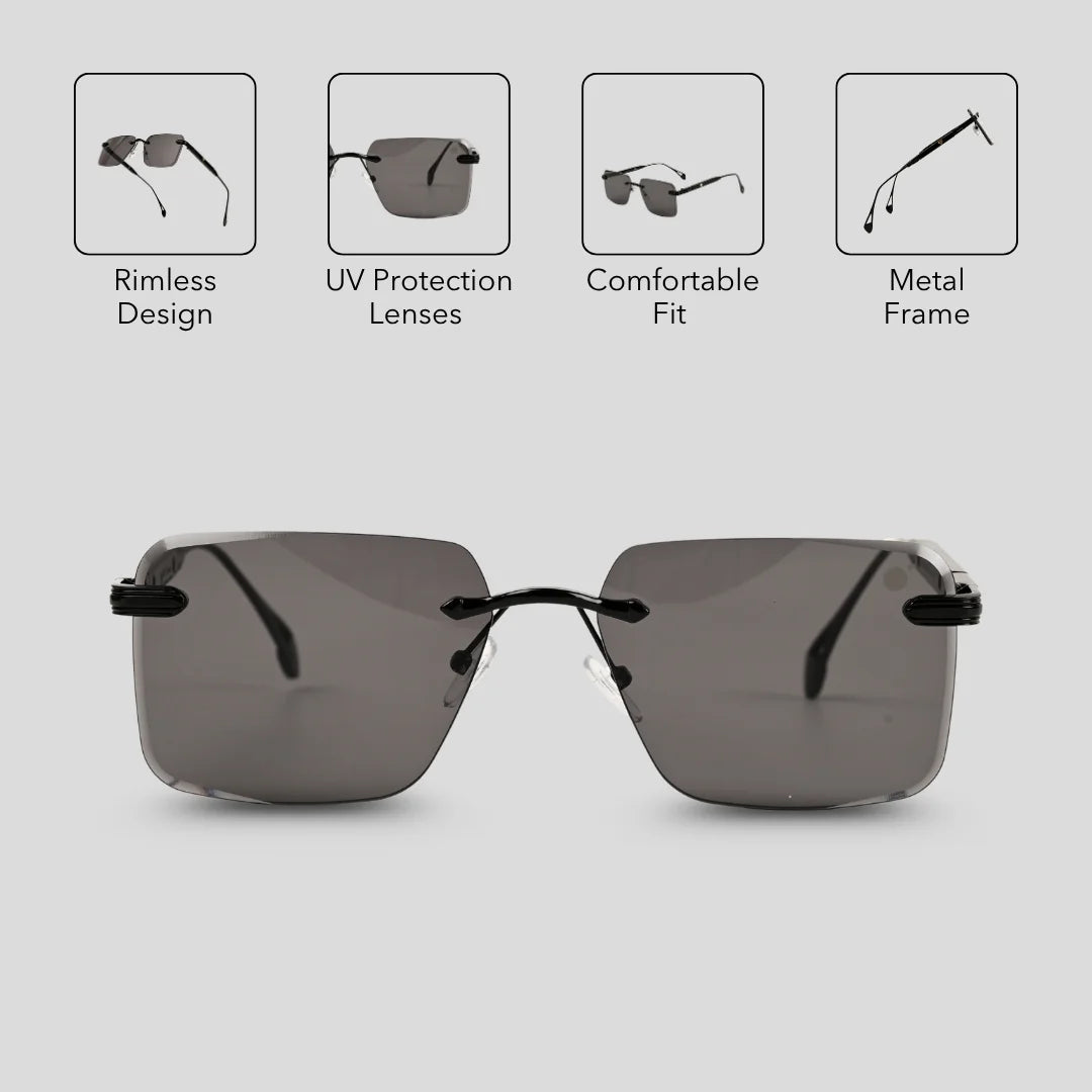 MOONX CALLISTO S1 – UV400 Rimless Rectangular Sunglasses (Unisex)
