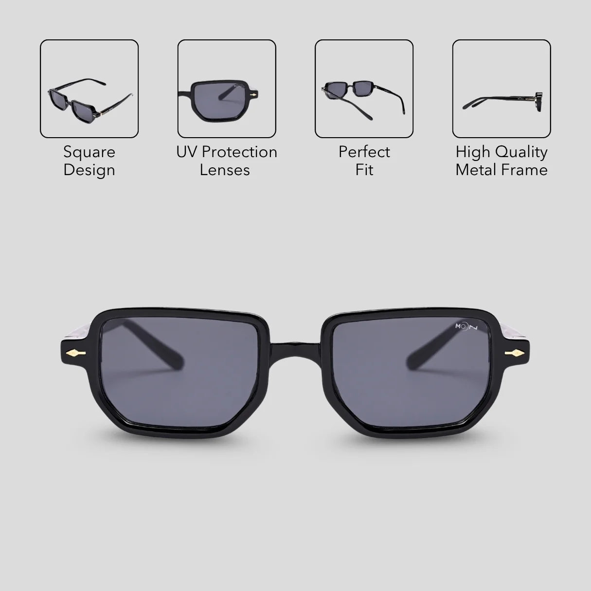 MOONX PHOENIX S1 – UV400 Transparent Rectangular Sunglasses (Unisex)