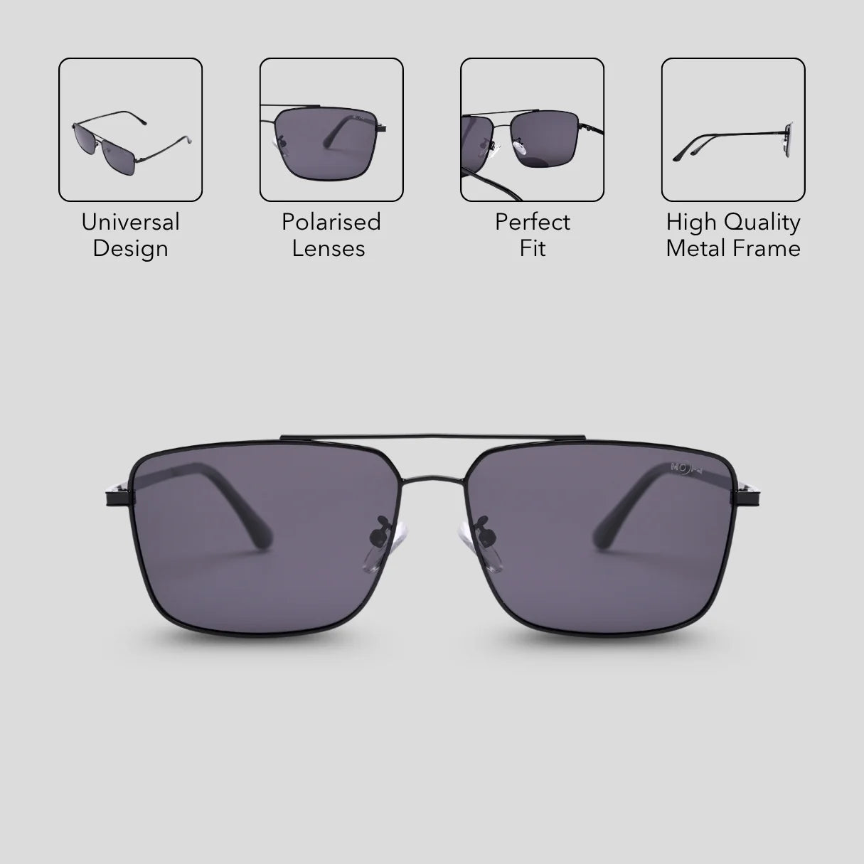 MOONX SIRIUS – Polarised Rectangular Metal Sunglasses (Unisex)