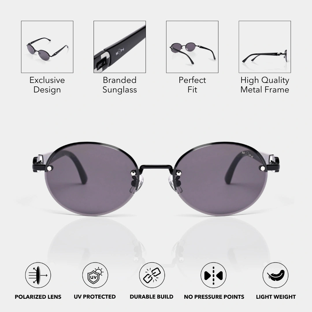 MOONX CLASSICA (Exclusive) – Polarized Oval Metal Frame Sunglasses (Unisex)