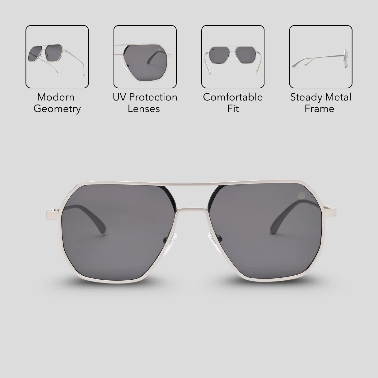 MOONX THYONE S3 – UV400 Aviator Metal Frame Sunglasses (Unisex, Trending)